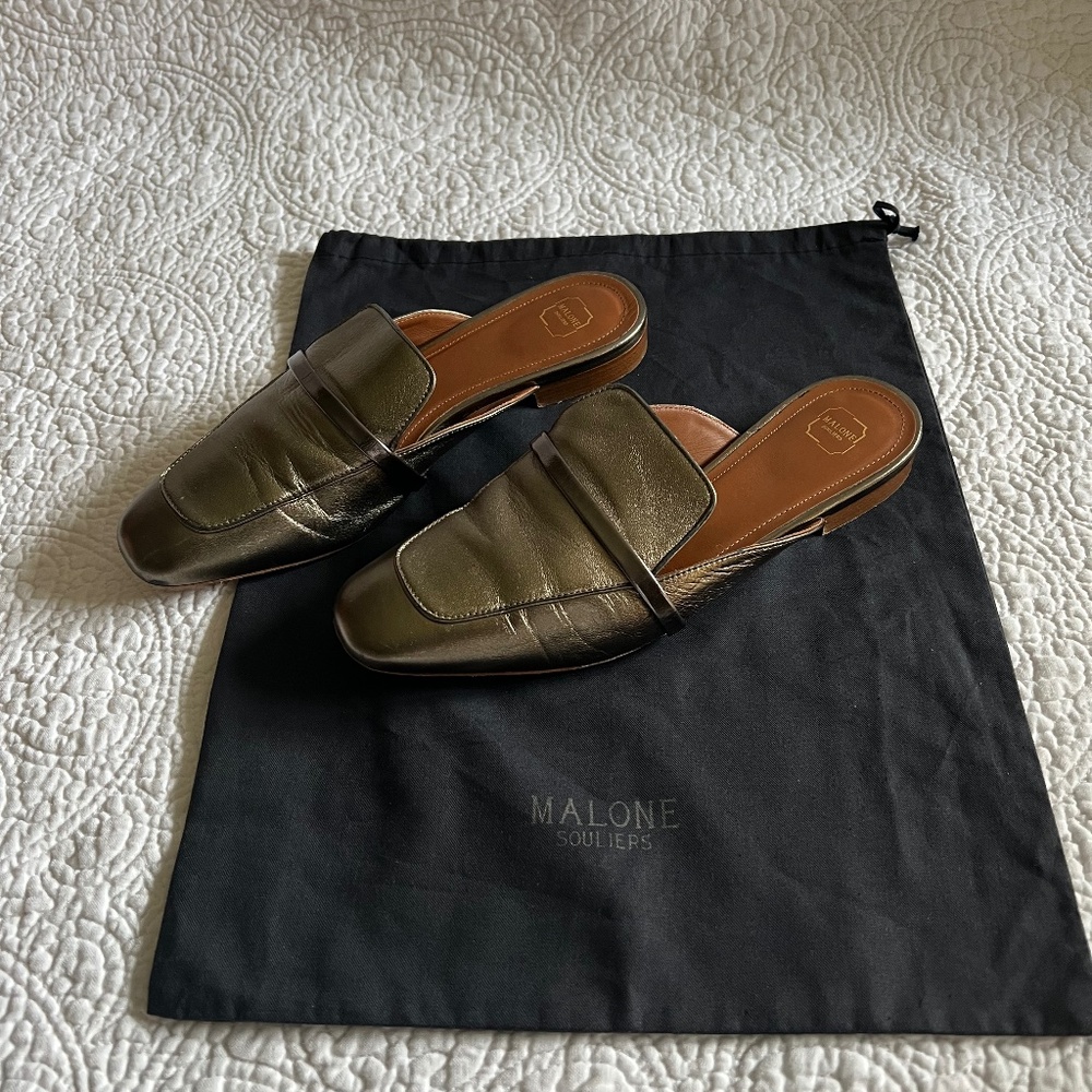Malone Souliers Gold/pewter Slip Ons